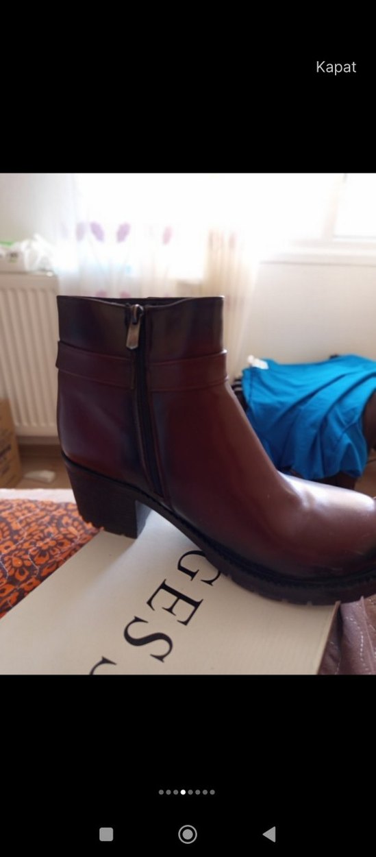 bordo Parlak Tokalı Kadın Bot - Görsel 2