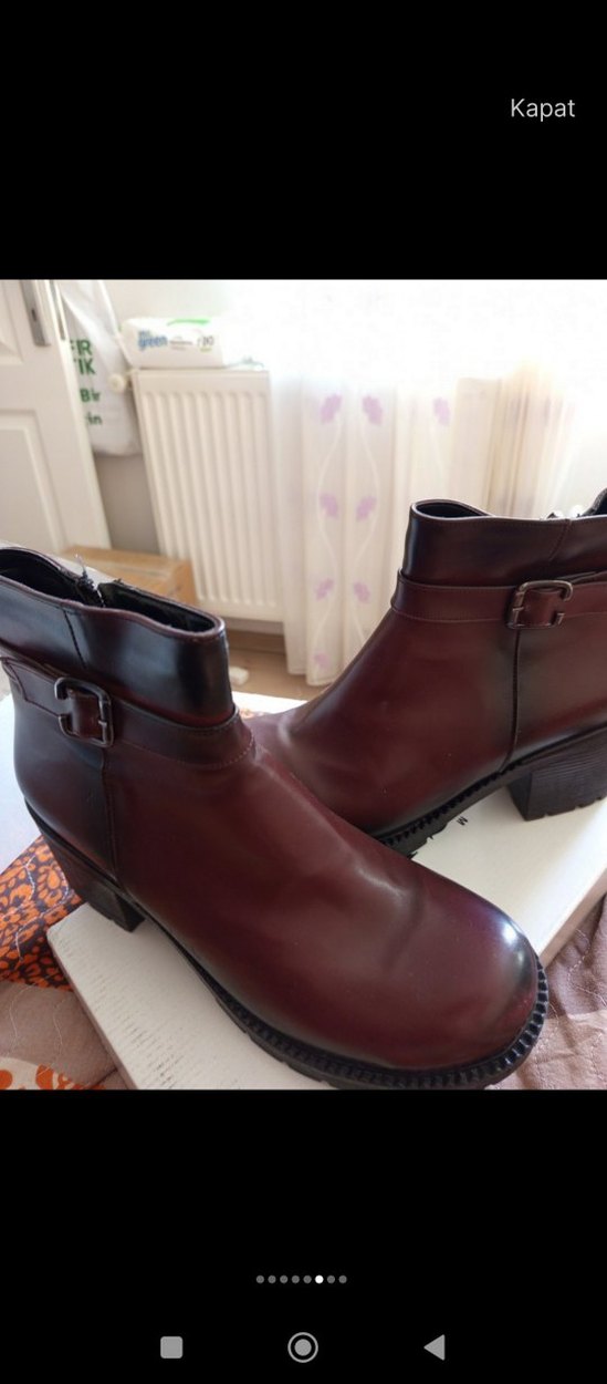 bordo Parlak Tokalı Kadın Bot - Görsel 4