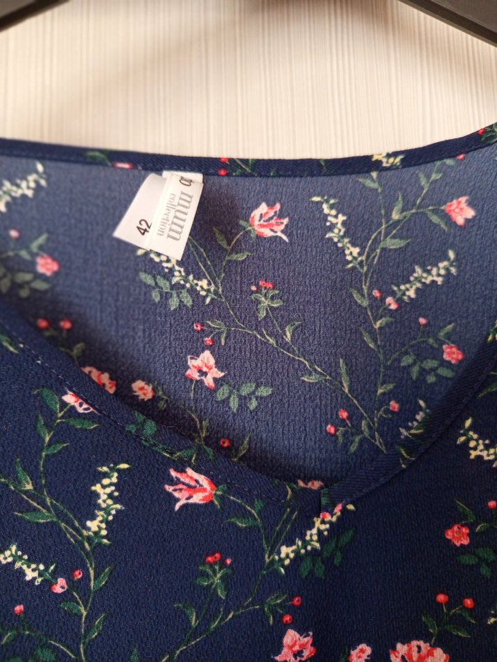 Çiçek Desenli Mavi Bohem Uzun Kollu Bluz - Görsel 5