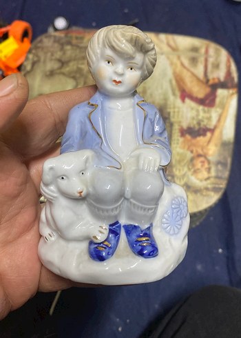 Mavi Pastel Renkli Çocuk ve Köpek Biblo - Görsel 6