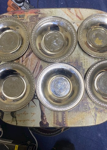 6li 2 adet gümüş kaplama çay tabagi  - Görsel 2