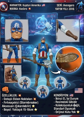 Hasbro Avengers Kaptan Amerika Aksiyon Figuru