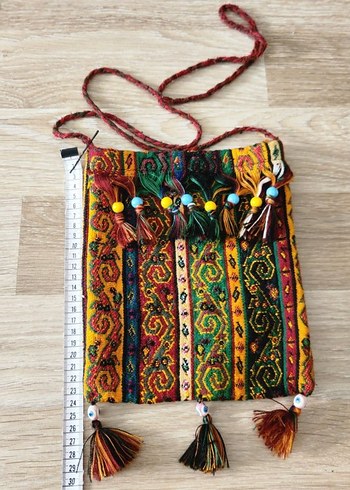 Renkli Nakışlı Püsküllü Bohem Kadın Çanta - Görsel 4
