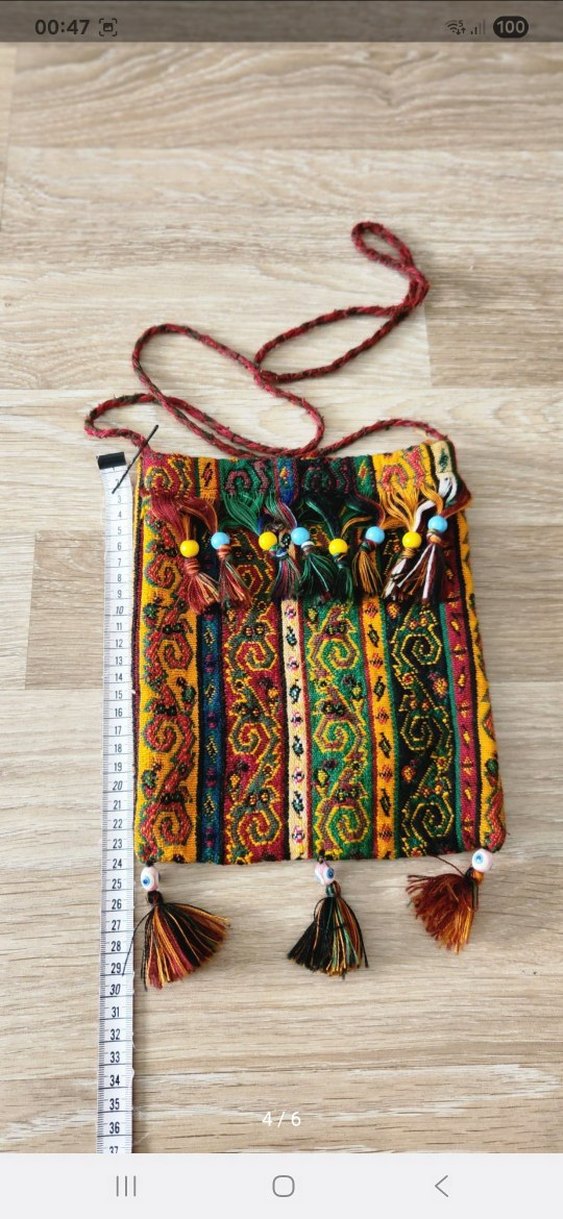 Renkli Nakışlı Püsküllü Bohem Kadın Çanta - Görsel 4