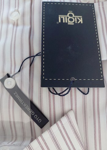 Düğmeli Gri Çizgili Erkek Gömlek - Görsel 3