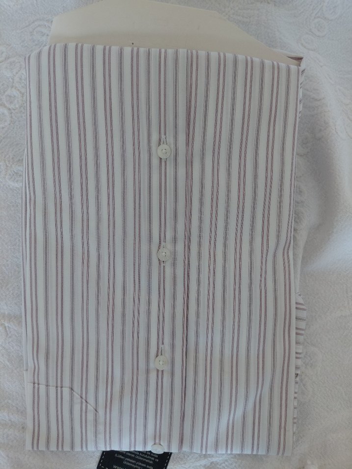 Düğmeli Gri Çizgili Erkek Gömlek - Görsel 5