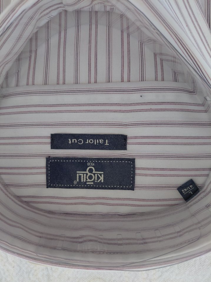 Düğmeli Gri Çizgili Erkek Gömlek - Görsel 4