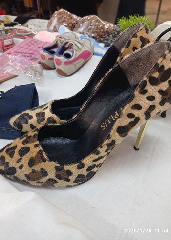 Kahverengi Leopar Desenli Süet Stiletto - Görsel 3