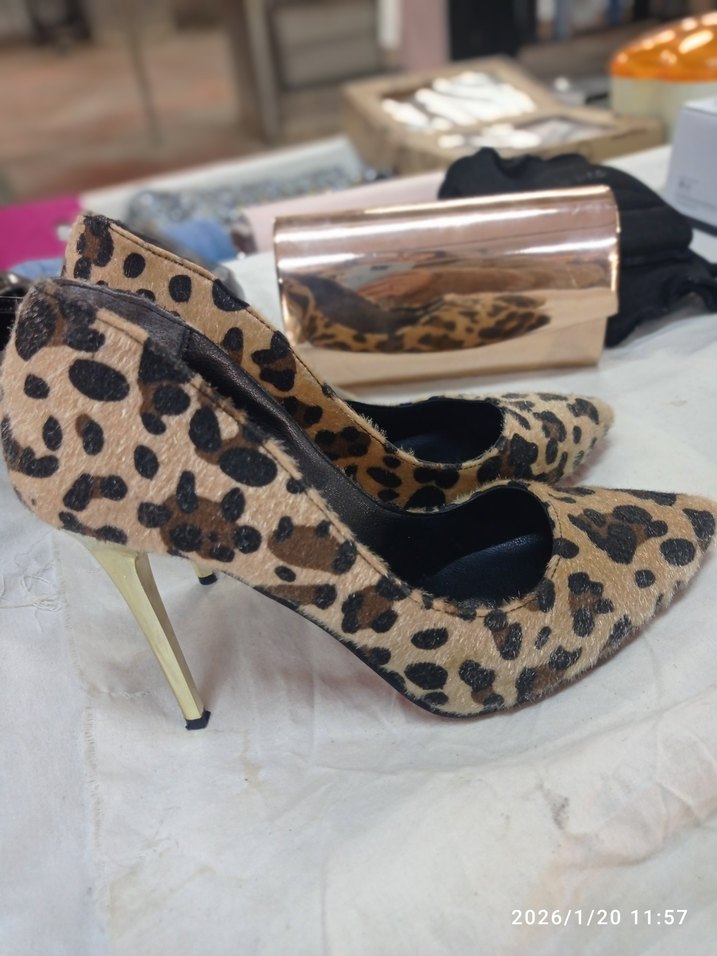 Kahverengi Leopar Desenli Süet Stiletto - Görsel 2