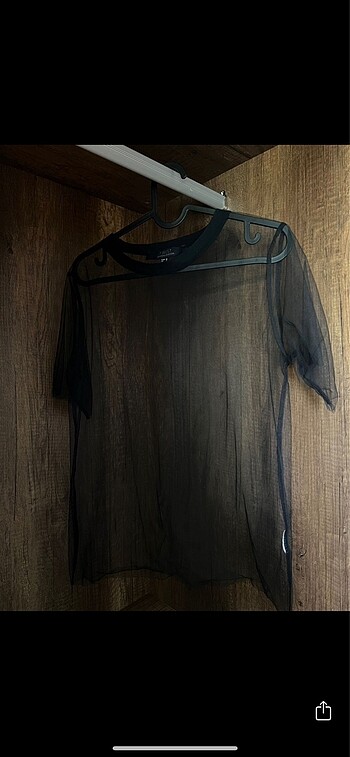 s Beden Twist kısa kol transparan tshirt