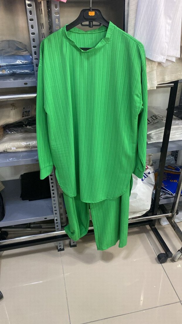 Yeşil Erkek Piliseli Uzun Kollu Pijama Takımı - Görsel 2