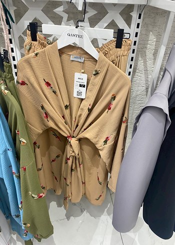 Uzun Gri Bağlamalı Kimono 38 44 - Görsel 3