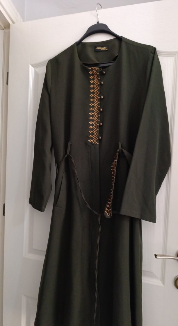 Uzun Kollu, Nakışlı Kahverengi Kadın Hint Elbisesi - Görsel 2