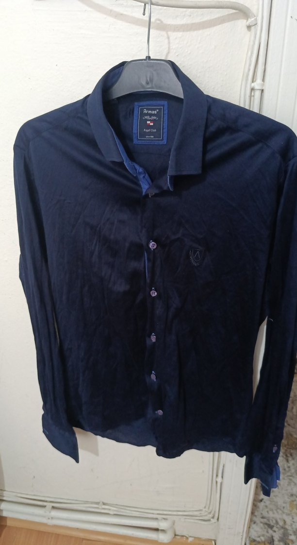 Lacivert Uzun Kollu Erkek Gömlek - Görsel 2