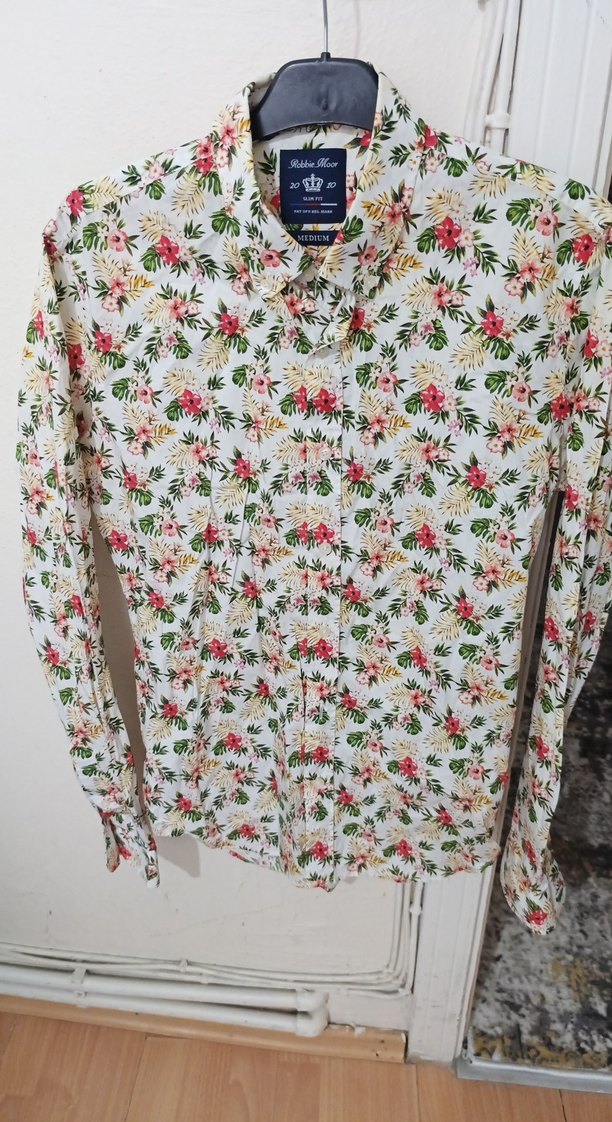 Çiçek Desenli Uzun Kollu Erkek Gömlek m beden - Görsel 2