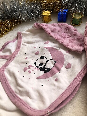 Mor kalp kabartmalı yenidoğan takım - Görsel 3