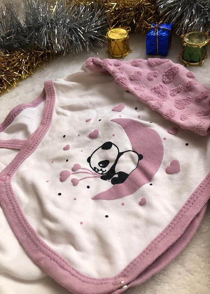 Mor kalp kabartmalı yenidoğan takım - Görsel 3