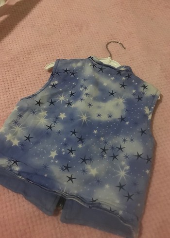 Kız Çocuk Mavi Bağlama Desenli Fermuarlı Yelek - Görsel 2