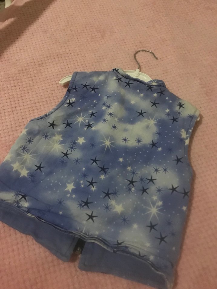 Kız Çocuk Mavi Bağlama Desenli Fermuarlı Yelek - Görsel 2