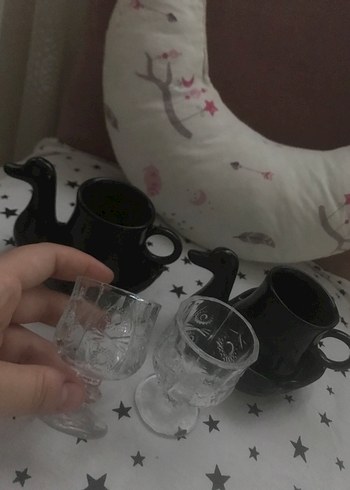 Siyah Kuğu Tasarımlı Seramik Fincan Seti - Görsel 3