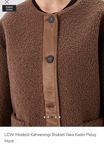LCW Modest Kahverengi Bisiklet Yaka Kadın Pelüş Mont M-L uyumlu - Görsel 3