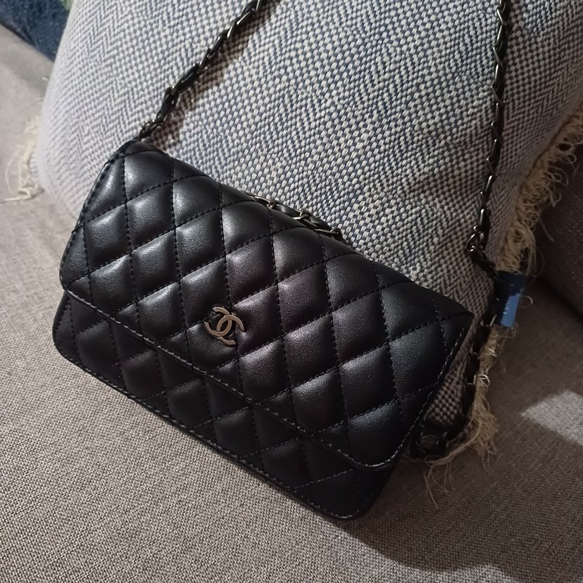 Klasik Siyah Deri Kadın Çanta Chanel Logolu - Görsel 2