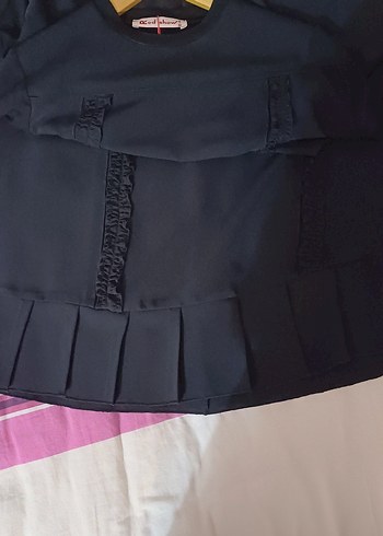 Uzun Kollu Fırfır ve Pile Detaylı Kadın Elbise - Görsel 4