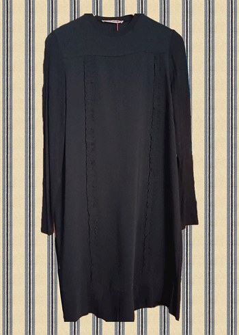 Uzun Kollu Fırfır ve Pile Detaylı Kadın Elbise - Görsel 2