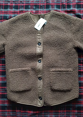 Kahverengi Yaka Peluş Teddy Ceket - Görsel 2