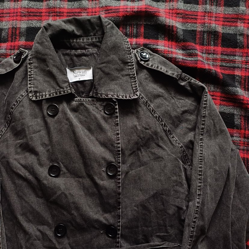 Gri Denim Uzun Trençkot - Görsel 2