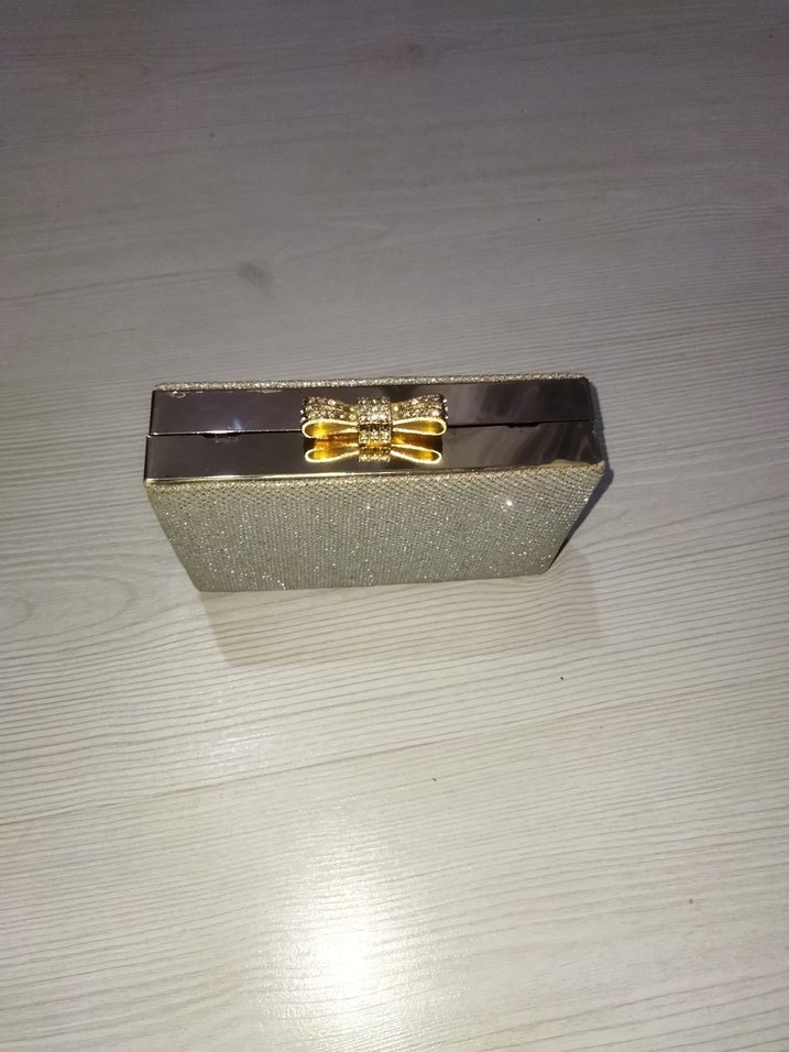 Altın Simli Yılan Desenli Kadın Portföy Çanta - Görsel 2