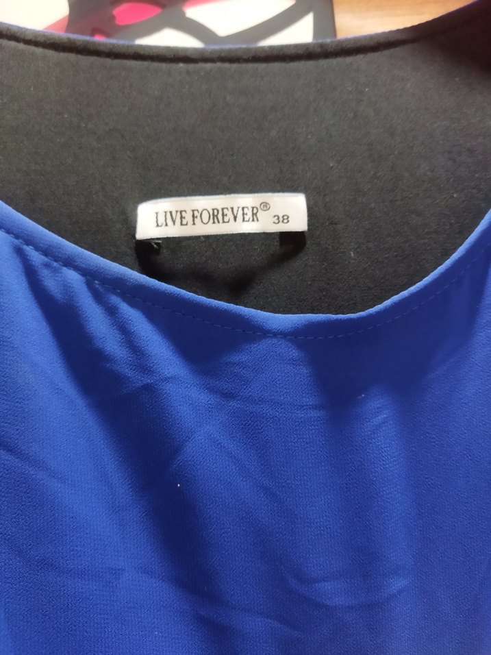 Uzun Kollu Asimetrik Mavi elbise - Görsel 3