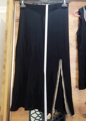 Zincir Detaylı Siyah Mini Kadın etek ve üst - Görsel 3