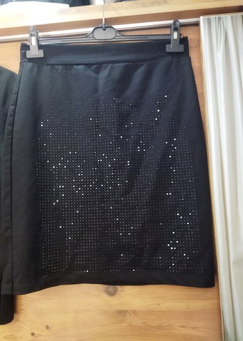 Siyah Payetli Kısa Kollu ikili takım - Görsel 3