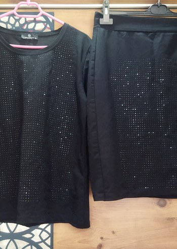 Siyah Payetli Kısa Kollu ikili takım - Görsel 2