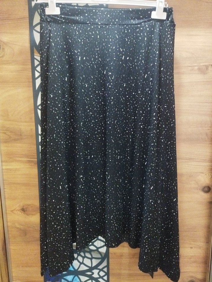 Siyah Bağlama Desenli Uzun Salaş Etek - Görsel 3