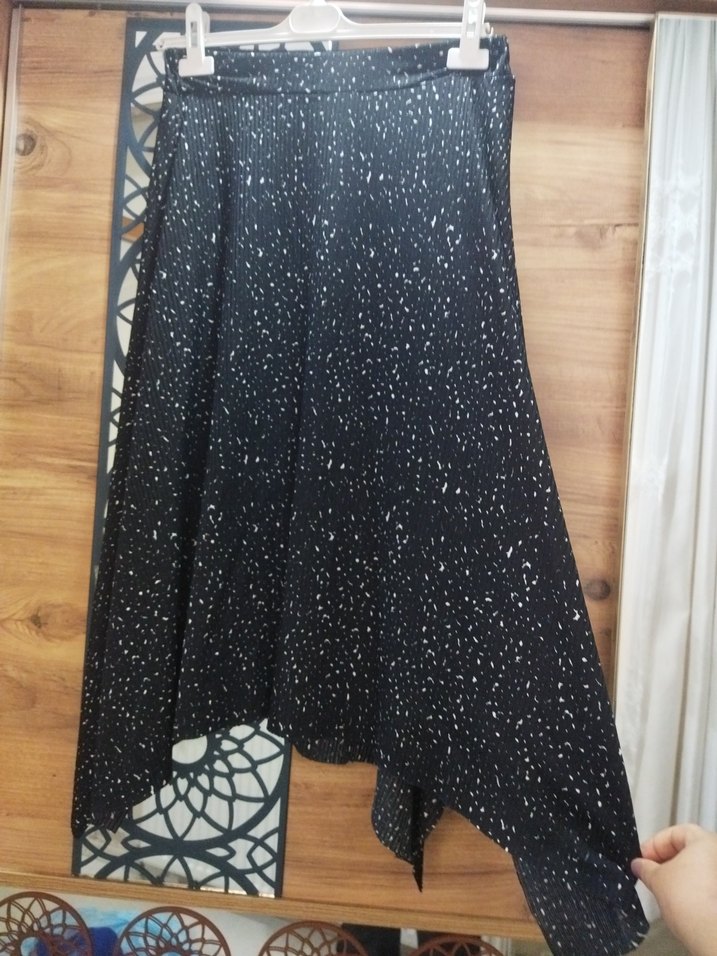 Siyah Bağlama Desenli Uzun Salaş Etek - Görsel 2