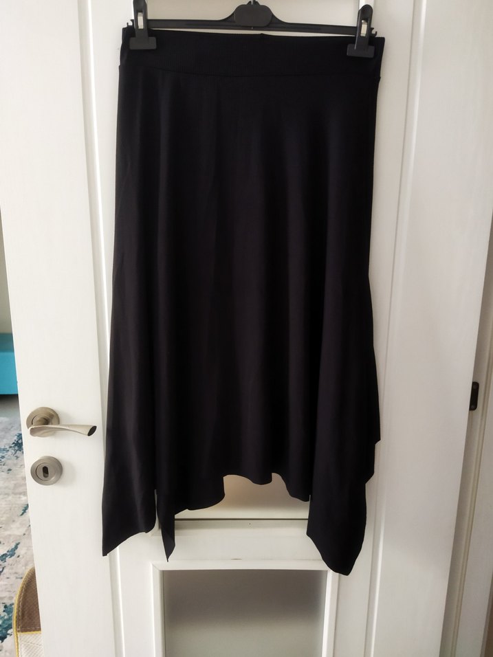 Siyah Midi Drapeli Gotik Kadın Etek - Görsel 2