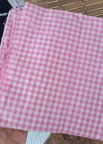 Pembe pöti kareli kumaş