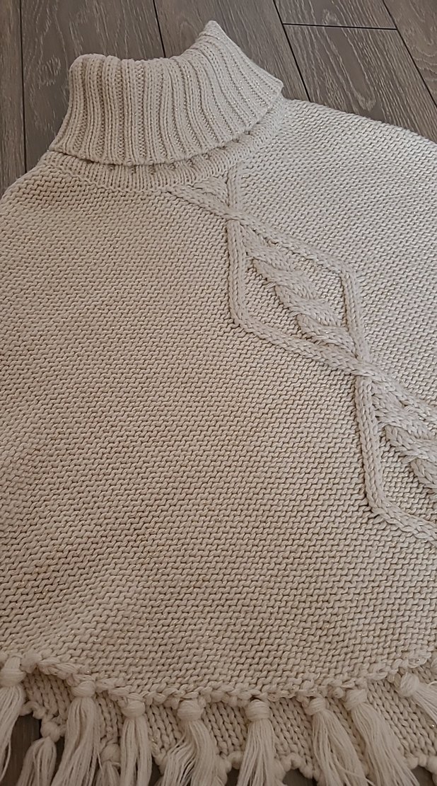 Nakışlı Örgü Bohem kiz cocuk Panço - Görsel 2