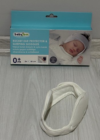babyJem Beyaz Bebek Uyku Gözlüğü ve Kulak Koruyucu - Görsel 2