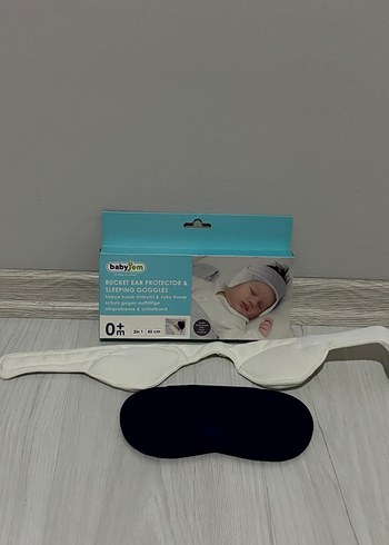 babyJem Beyaz Bebek Uyku Gözlüğü ve Kulak Koruyucu - Görsel 3