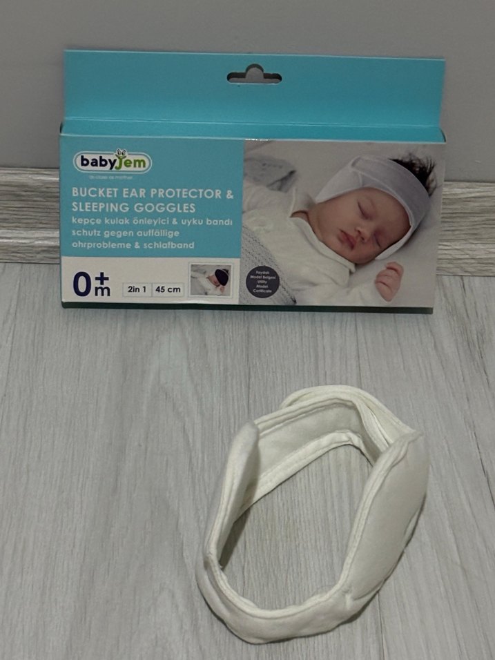 babyJem Beyaz Bebek Uyku Gözlüğü ve Kulak Koruyucu - Görsel 2