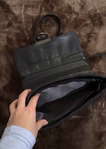 Gri Deri Kadın Çanta Tokalı - Görsel 5