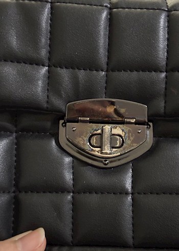 Gri Deri Kadın Çanta Tokalı - Görsel 4