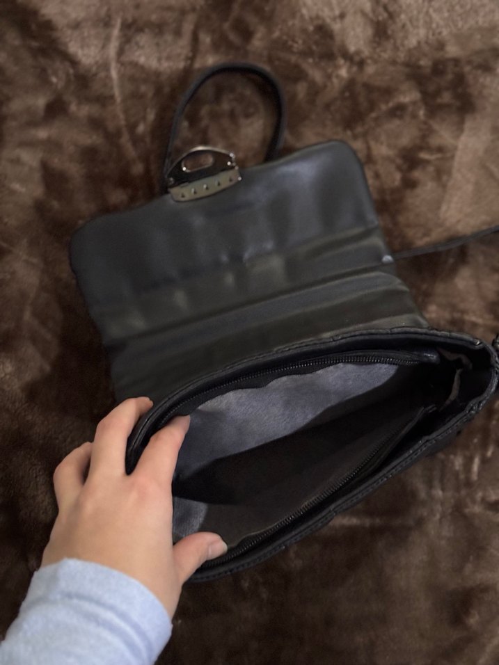 Gri Deri Kadın Çanta Tokalı - Görsel 5