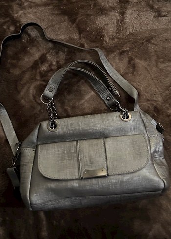 Gri Deri Kadın Omuz Çantası - Görsel 3