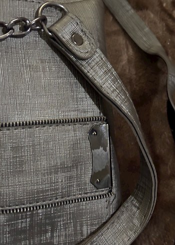 Gri Deri Kadın Omuz Çantası - Görsel 6