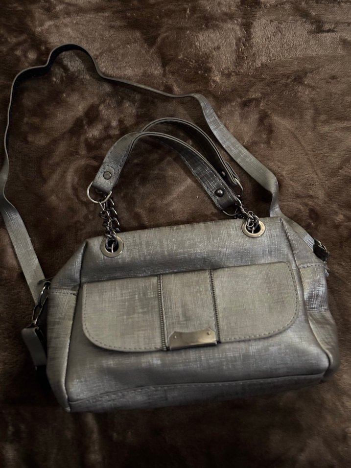 Gri Deri Kadın Omuz Çantası - Görsel 3