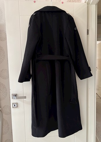Siyah, uzun, çift düğmeli kaban - Görsel 2